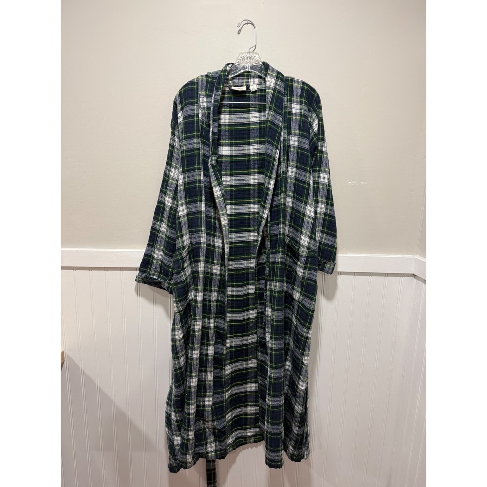L.L. Bean Scotch Plaid Robe Cozy Flannel Sleepwear Women Size Large Petite